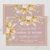 Romantic Pampas Grass Floral Wedding Save Date Kaart (Voorkant / Achterkant)