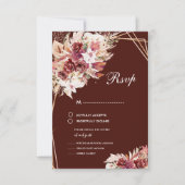 Romantic Pampas Wine Red Floral Wedding RSVP (Voorkant)