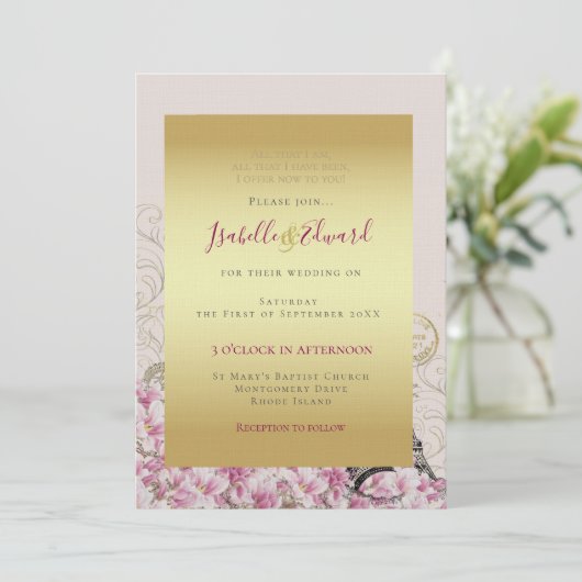 Romantic Parijs Eiffeltoren Weddenschap Kaart (Staand voorkant)