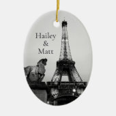 Romantic Paris breekt de Eiffel Tower bruiloft op Keramisch Ornament (Voorkant)