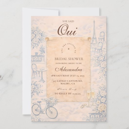 Romantic Paris Bridal Shower Kaart (Voorkant)