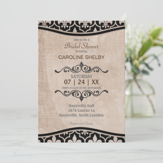 Romantic Paris Chic Bridal Shower Kaart (Staand voorkant)