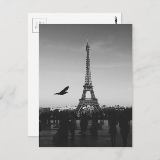 Romantic Paris Eiffel Tower Black en white Briefkaart (Voorkant / Achterkant)