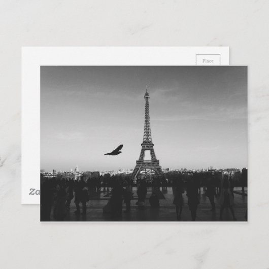 Romantic Paris Eiffel Tower Black en white Briefkaart (Voorkant / Achterkant)