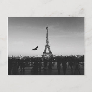 Romantic Paris Eiffel Tower Black en white Briefkaart