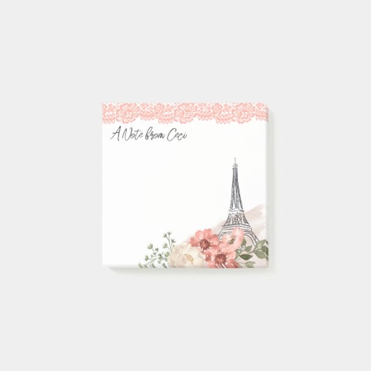 Romantic Paris Eiffel Tower Floral Post-it® Notes (Voorkant)