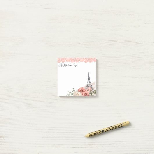 Romantic Paris Eiffel Tower Floral Post-it® Notes (Op bureau)
