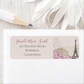 Romantic Paris Eiffel Tower Pink Blossom Adres Etiket (Insitu)