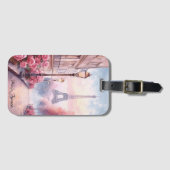 Romantic Paris France – Eiffel Tower Floral Bagagelabel (Voorkant (horizontaal))