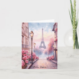 Romantic Paris France – Eiffel Tower Floral Kaart