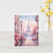 Romantic Paris France – Eiffel Tower Floral Kaart (Gele Bloem)