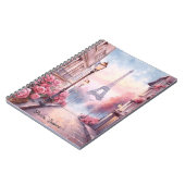 Romantic Paris France – Eiffel Tower Floral Notitieboek (Linkerzijde)