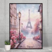 Romantic Paris France – Eiffel Tower Floral Poster