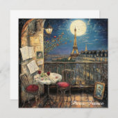 Romantic Paris France Eiffel Tower Illustration (Voorkant / Achterkant)