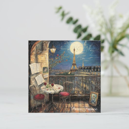 Romantic Paris France Eiffel Tower Illustration (Staand voorkant)