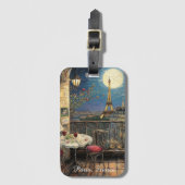 Romantic Paris France Eiffel Tower Illustration Bagagelabel (Voorkant (verticaal))