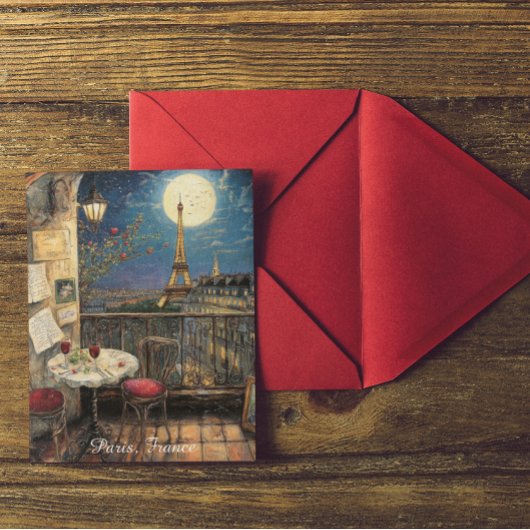 Romantic Paris France Eiffel Tower Illustration Briefkaart