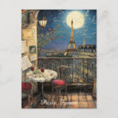 Romantic Paris France Eiffel Tower Illustration Briefkaart (Voorkant)