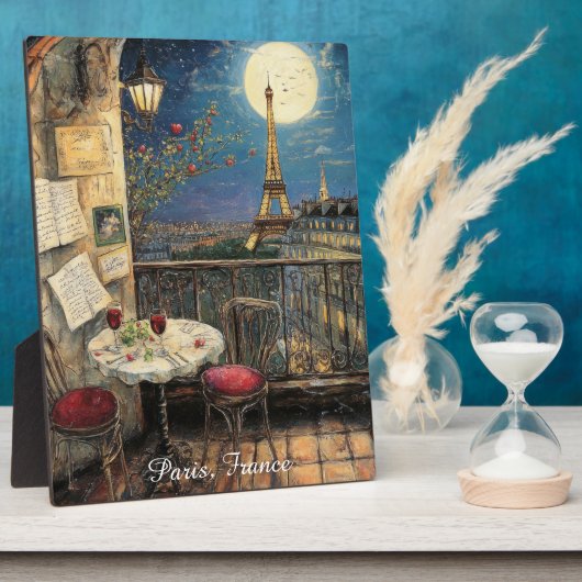 Romantic Paris France Eiffel Tower Illustration Fotoplaat (Zijkant)