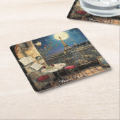 Romantic Paris France Eiffel Tower Illustration Kartonnen Onderzetters (Schuin)