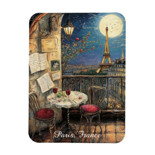 Romantic Paris France Eiffel Tower Illustration Magneet (Verticaal)