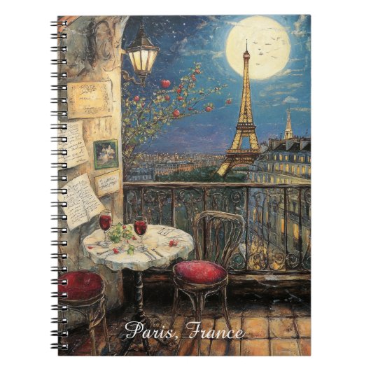 Romantic Paris France Eiffel Tower Illustration Notitieboek (Voorkant)