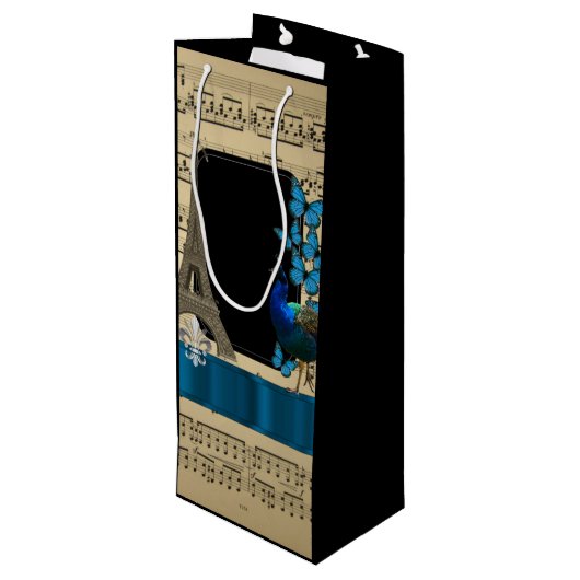 Romantic  Paris gepersonaliseerde bruiloft Wijn Cadeautas (Achterkant Gekanteld)