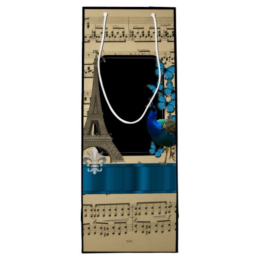 Romantic  Paris gepersonaliseerde bruiloft Wijn Cadeautas (Achterkant)