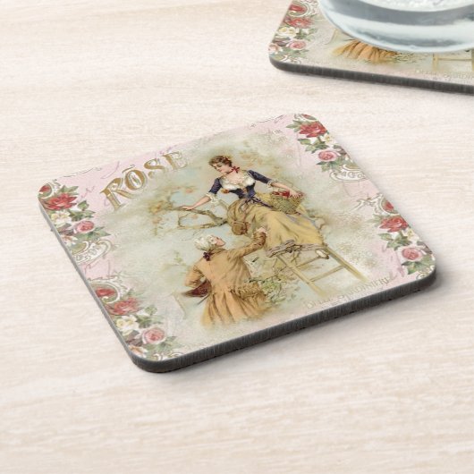 Romantic Paris Lovers roze shabbychic Bier Onderzetter (Linkerzijde)