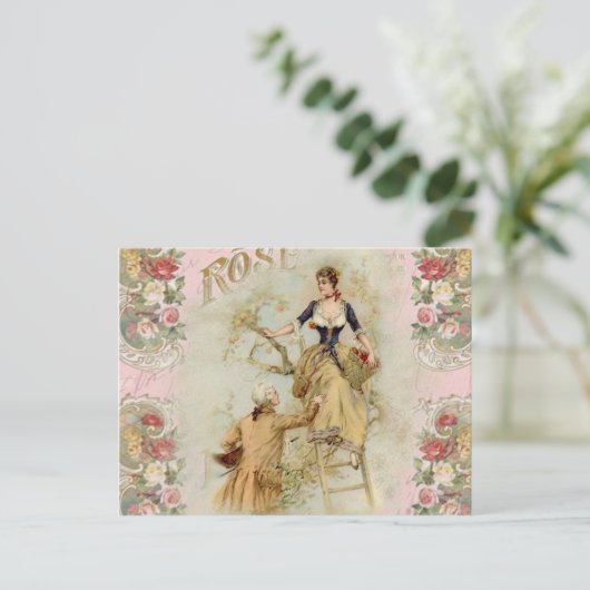 Romantic Paris Lovers roze shabbychic Briefkaart (Staand voorkant)