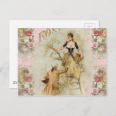 Romantic Paris Lovers roze shabbychic Briefkaart (Voorkant / Achterkant)