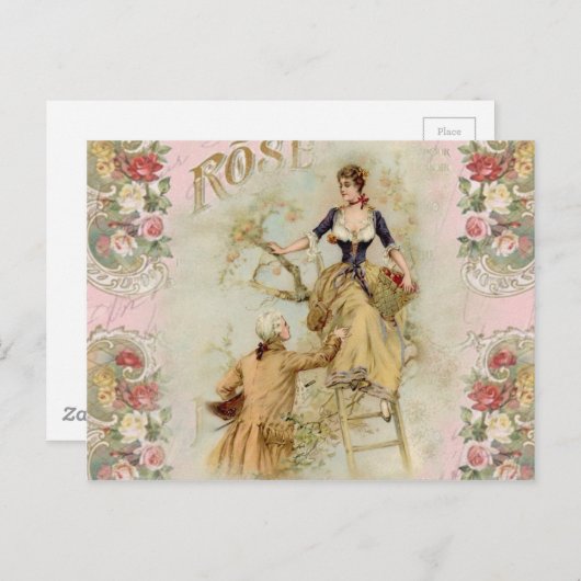 Romantic Paris Lovers roze shabbychic Briefkaart (Voorkant / Achterkant)