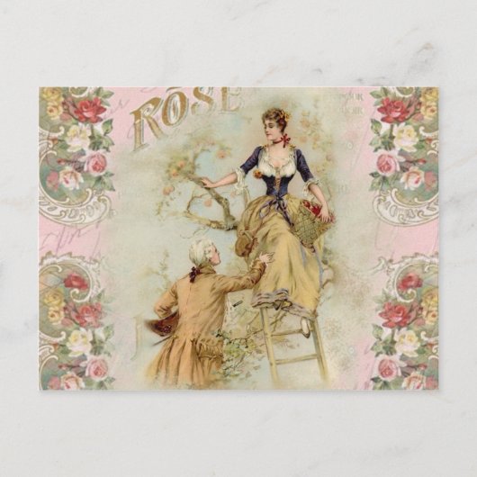Romantic Paris Lovers roze shabbychic Briefkaart (Voorkant)