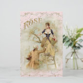 Romantic Paris Lovers roze shabbychic Briefpapier (Staand voorkant)