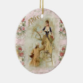 Romantic Paris Lovers roze shabbychic Keramisch Ornament (Rechts)
