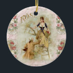 Romantic Paris Lovers roze shabbychic Keramisch Ornament<br><div class="desc">Verbluffend schimmelvormig ontwerp met een stijl van losbandigheid van LeahG met twee parijse liefhebbers, een oud stel. Romantische roze, bloemen, bloesems, man, vrouw, boom. Mooie shabbykische accessoires, geschenken en decoratieve artikelen voor je huis. Shabbychic rustic themed accessoires zijn enorm populair en trending. Deze artikelen zouden voor alle gelegenheden super geschenken...</div>