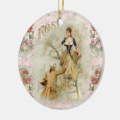 Romantic Paris Lovers roze shabbychic Keramisch Ornament (Links)