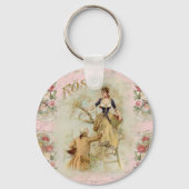Romantic Paris Lovers roze shabbychic Sleutelhanger (Voorkant)