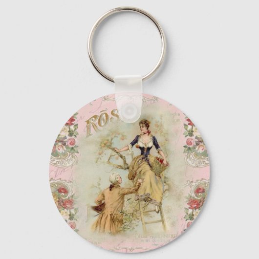 Romantic Paris Lovers roze shabbychic Sleutelhanger (Voorkant)