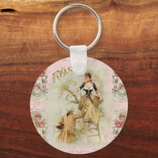 Romantic Paris Lovers roze shabbychic Sleutelhanger (Voorkant)