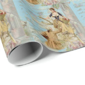 Romantic Paris Lovers Shabbychic blue Cadeaupapier (Rol Hoek)