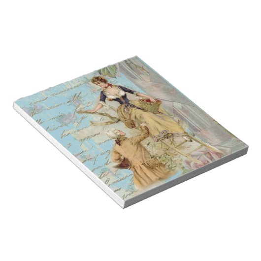 Romantic Paris Lovers Shabbychic blue Notitieblok (Schuin)