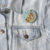 Romantic Paris Lovers Shabbychic blue Ronde Button 5,7 Cm (In situ)