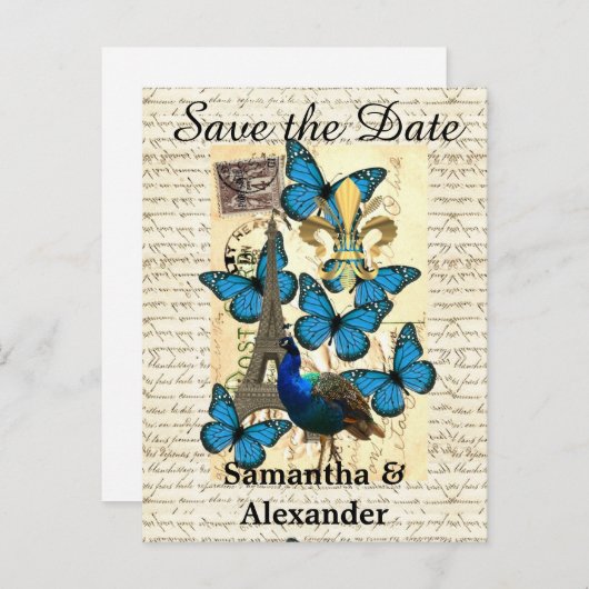 Romantic Paris, met vermelding van de datum Aankondigingskaart (Voorkant / Achterkant)