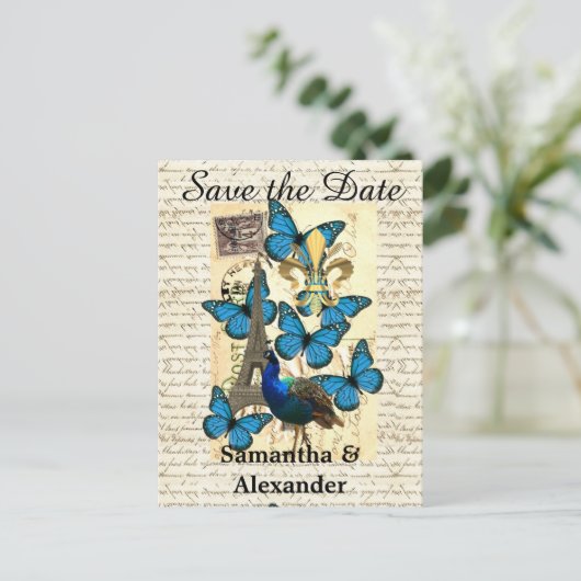 Romantic Paris, met vermelding van de datum Aankondigingskaart (Staand voorkant)