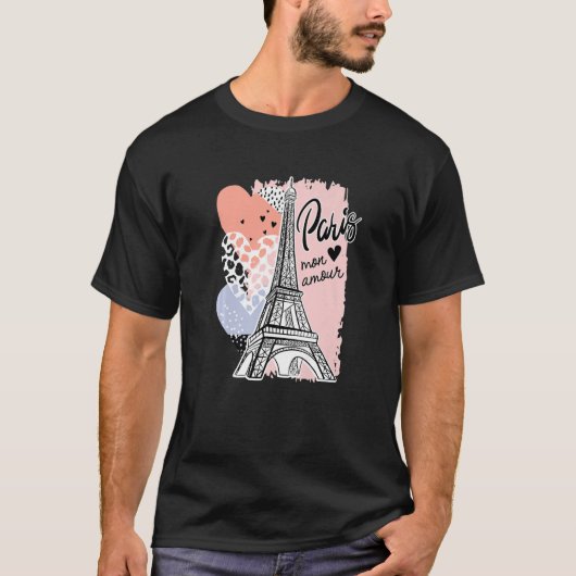 Romantic Paris Mon Amour Paris My Love Eiffel Towe T-shirt (Voorkant)