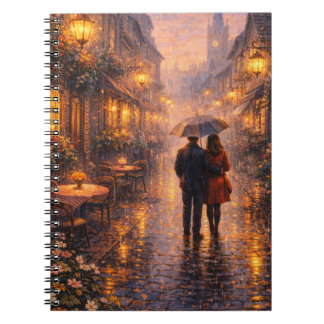 Romantic Paris Rain Spiral Notebook Notitieboek
