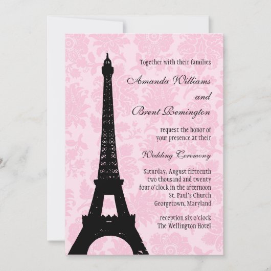 Romantic Paris Wedding Invitation Kaart (Voorkant)