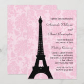 Romantic Paris Wedding Invitation Kaart (Voorkant / Achterkant)