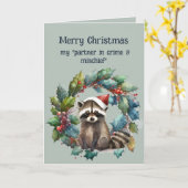 Romantic Partner in Crime & Mischief Raccoon Kaart (Gele Bloem)